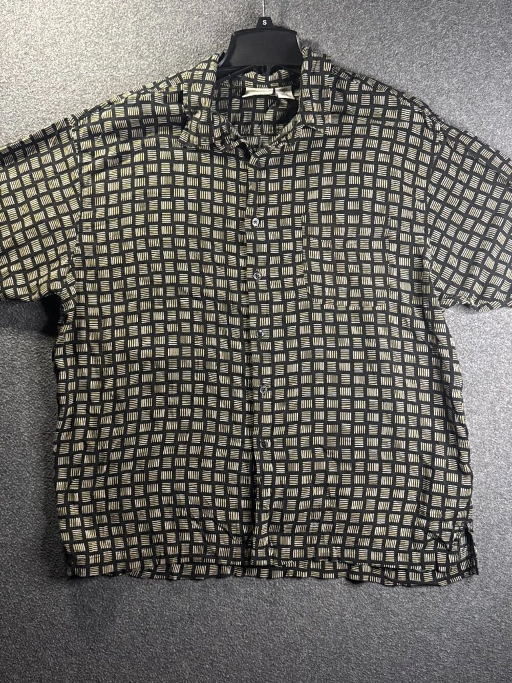Vintage 90s Knightsbridge Geometric Grid Print Short Sleeve Shirt